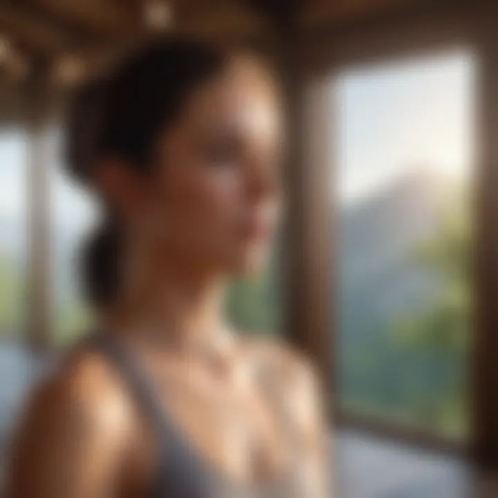 A serene setting depicting relaxation techniques, such as meditation or yoga for headache relief