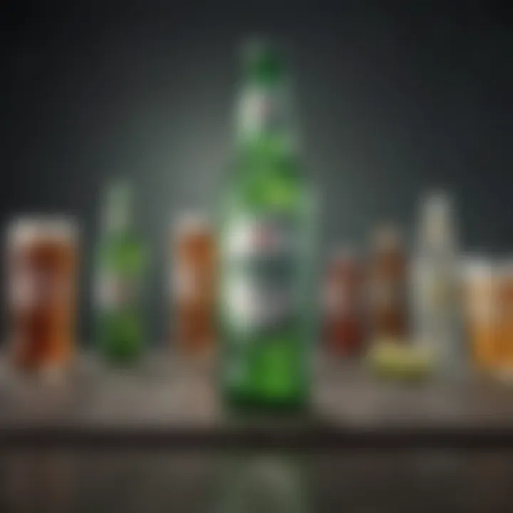 A refreshing Heineken Light served among various low-alcohol beverages