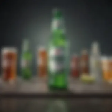 Assortment of Low-Alcohol Beverages A refreshing Heineken Light served among various low-alcohol beverages
