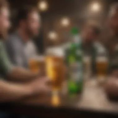 Social Drinking with Light Beers Social gathering with friends enjoying light beers including Heineken Light