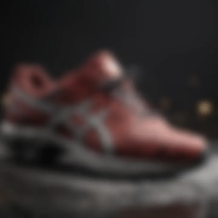 Close-up of ASICS shoe material and design features