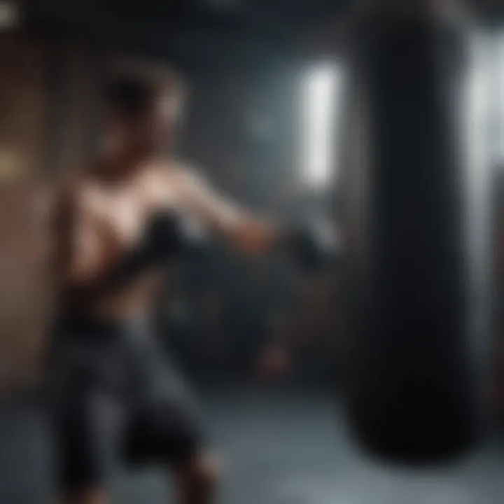 Boxing coach demonstrating proper technique to a student