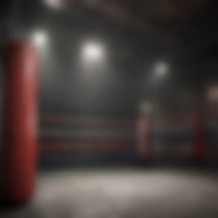 Boxing ring with dramatic lighting setting the mood