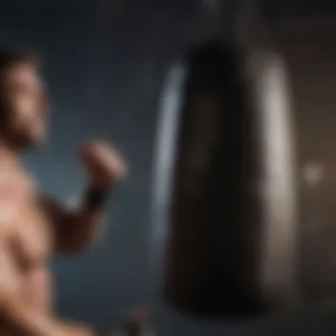 Athlete punching heavy bag to boost strength