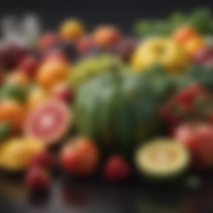 Colorful assortment of fresh fruits and vegetables