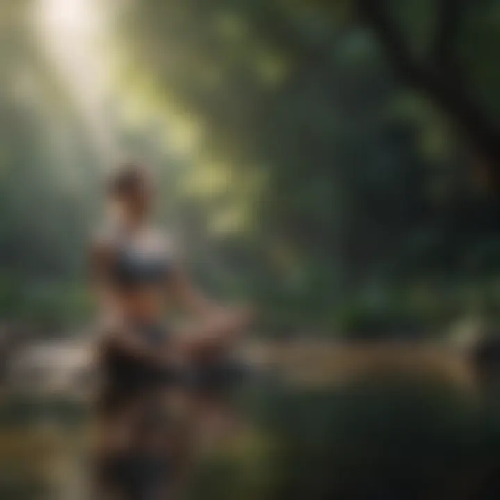 Relaxed individual meditating in a serene environment