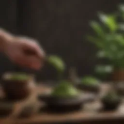 Matcha tea ceremony with traditional utensils