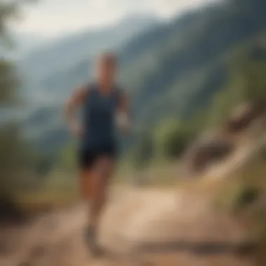 Athlete sprinting uphill with determination