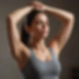 Woman performing upper back stretch