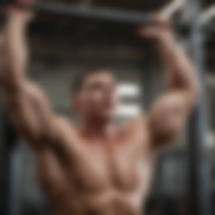 Soldier performing pull-up exercise during the US Army fitness evaluation