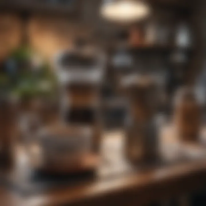 Variety of coffee brewing tools on a wooden table