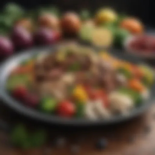Colorful array of vegan ingredients for muscle-building meals