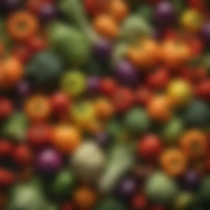 Colorful assortment of gas-producing vegetables
