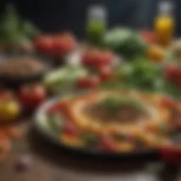 An array of colorful vegetables showcasing a vibrant vegetarian meal.