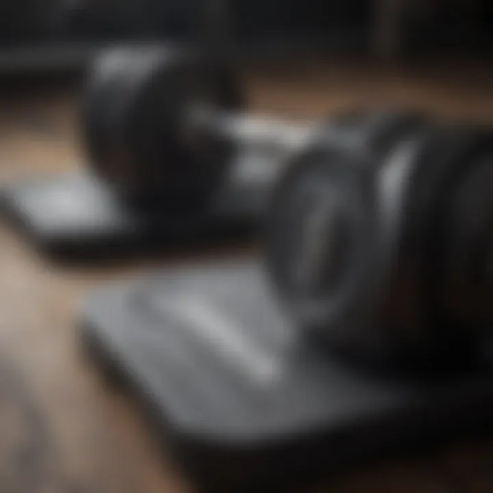 Close-up of adjustable dumbbell plates showcasing innovative design details