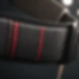 Close-up of a lifting waist strap showcasing its design and material texture.