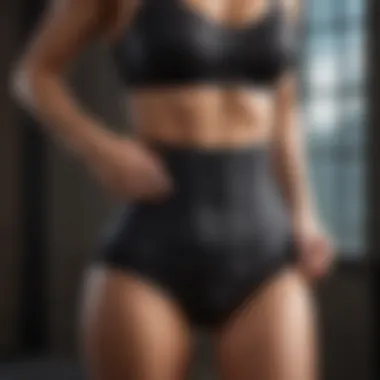 Close-up of waist trainer during intense exercise
