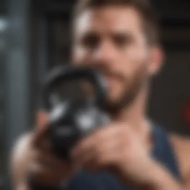 Athlete using kettlebell cap for enhanced grip