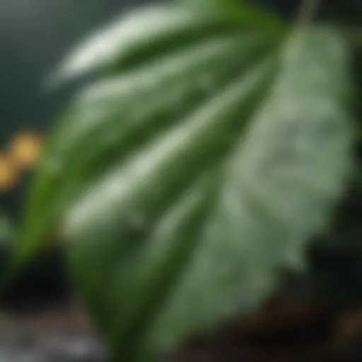 Water droplets on green leaf