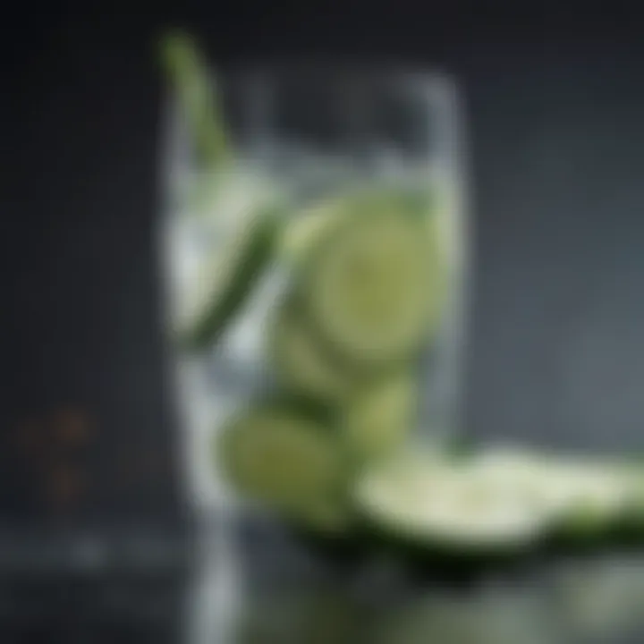 Glass of water with cucumber slices