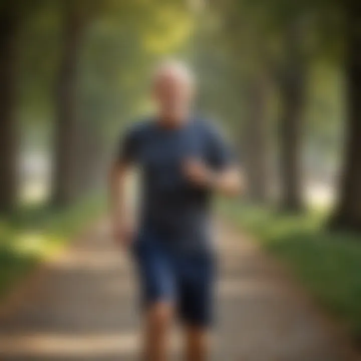 Senior man jogging in a park to stay active