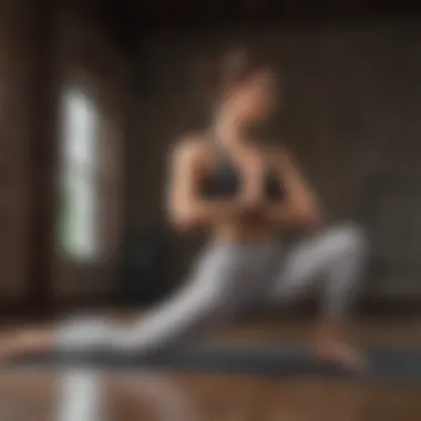 Woman doing yoga pose with serene backdrop