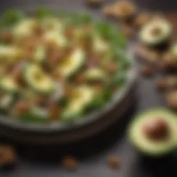 Heart-healthy salad with avocado and walnuts