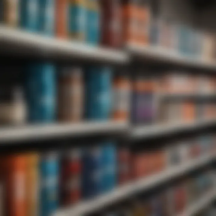 Selection of protein supplements on a store shelf