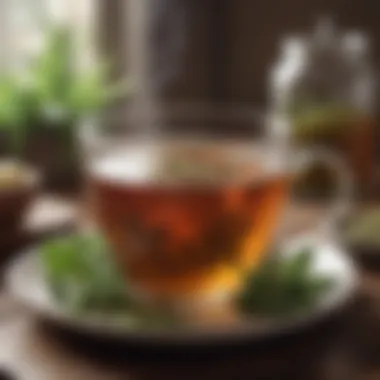 A cup of herbal tea promoting digestion