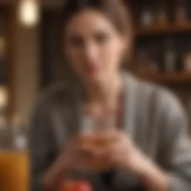 A woman holding a glass of apple cider vinegar drink