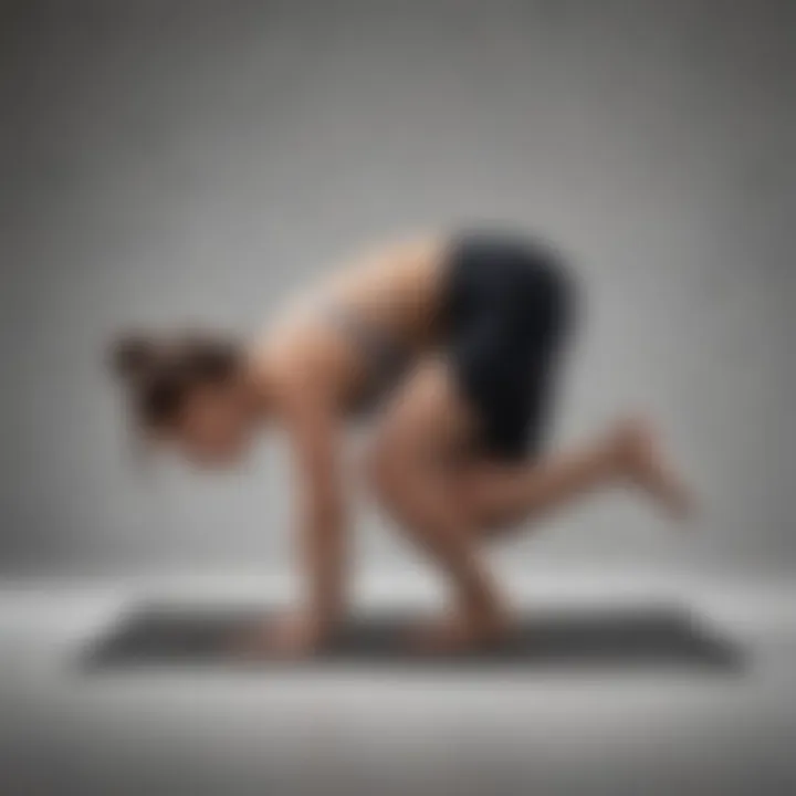 Individual mastering Crow pose for core strength